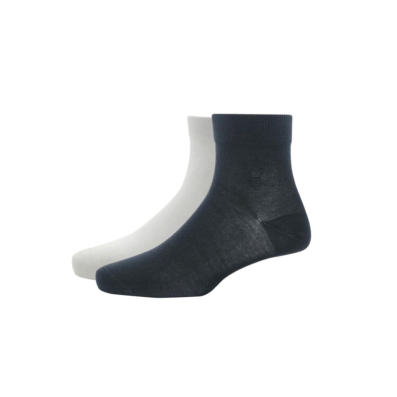 Louis Philippe Men Pack Of 2 Black & White Solid Above Ankle-Length Socks