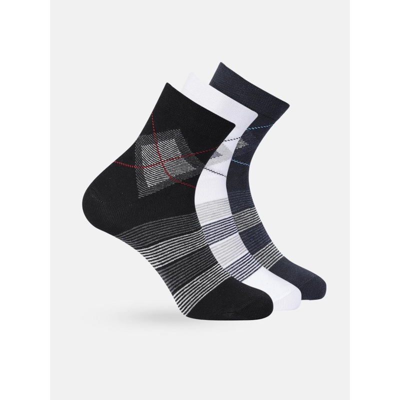 Mast & Harbour Men Set of 3 Striped Cotton Above Ankle Length Socks