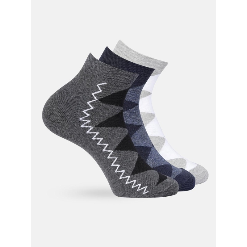 Mast & Harbour Men Set Of 3 Woven Design Patterned Above Ankle Socks
