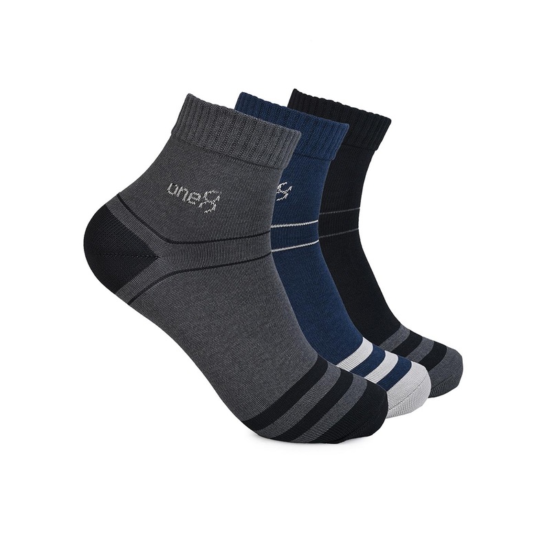 One8 Men Pack Of 3 Patterned Above Ankle Length Rapid-Dry Socks