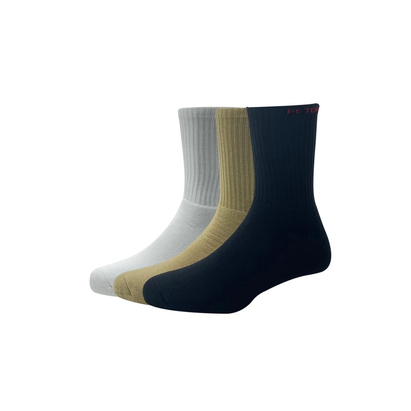 Peter England Men Pack Of 3 White & Grey Solid Calf-Length Socks