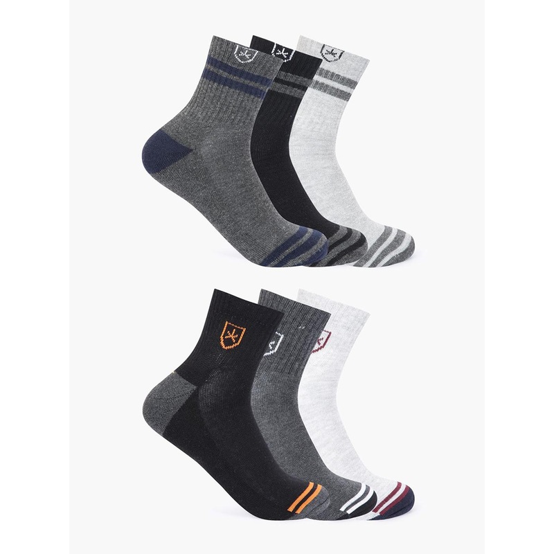 The Roadster Lifestyle Co Unisex Pack Of 6 Patterned Cotton Ankle Length Socks