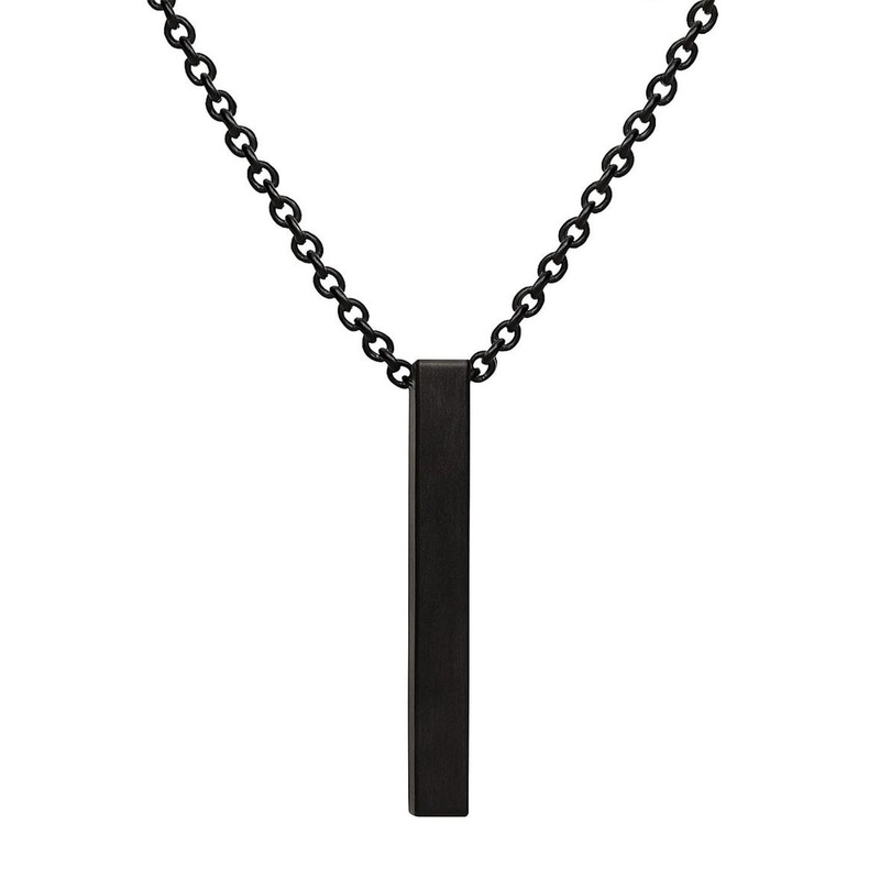 Tiyafashion Men Square Shaped Street Chic Black Chain with Pendant
