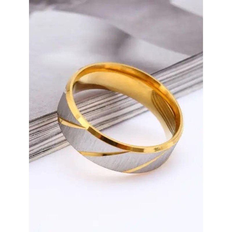 VIEN Gold-Plated Striped Detail Finger Ring