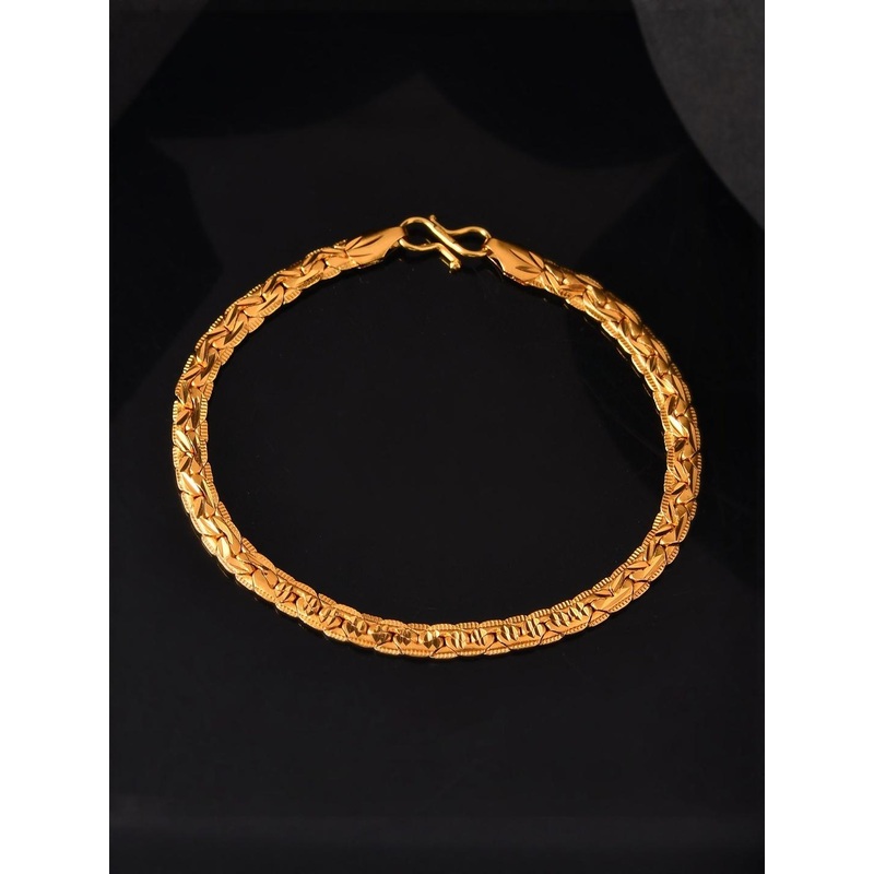 VOJ Men Stainless Steel Gold-Plated Link Bracelet