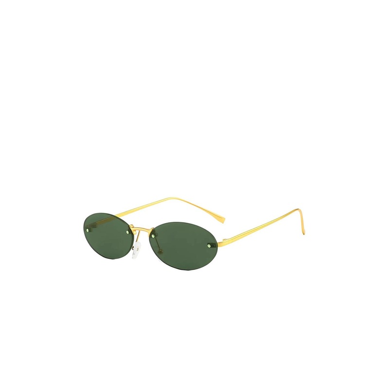 4Flaunt Unisex crush oval rimless sunglasses Gold Green 4F-989-C3