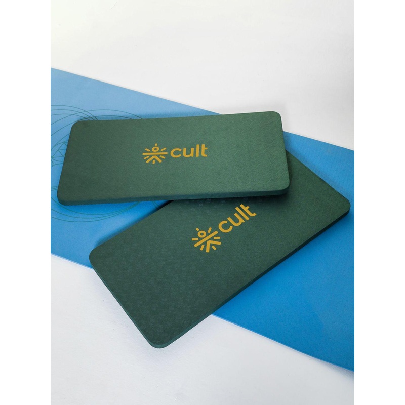 CULT Pack of 2 Green 20mm Yoga Knee Pads