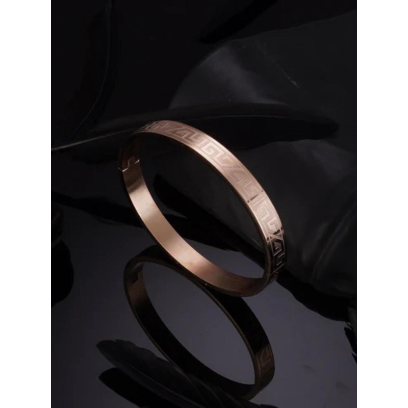MYKI Unisex Rose Gold-Plated Stainless Steel Kada Bracelet