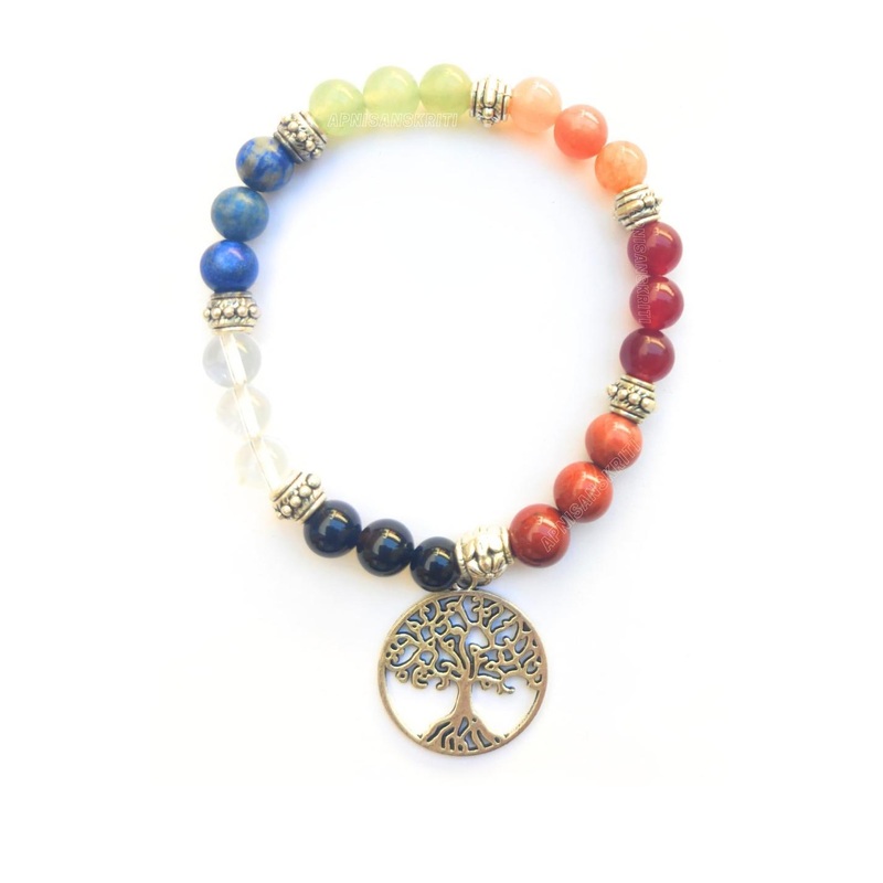 Apnisanskriti Unisex Seven Chakra Stone Bracelet