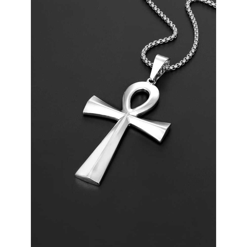 Bling Queen Stainless Steel Skeleton Cross Pendants With Chain