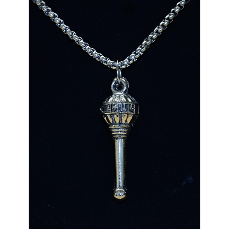 Japam Grey-Plated Hanuman Ji Gada Pendants With Chains