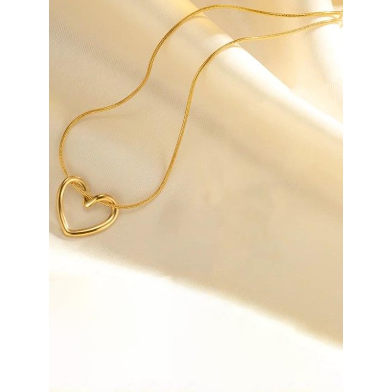 Lovemi Movements Unisex Stainless Steel Gold Plated Heart Shaped Pendants with Chains