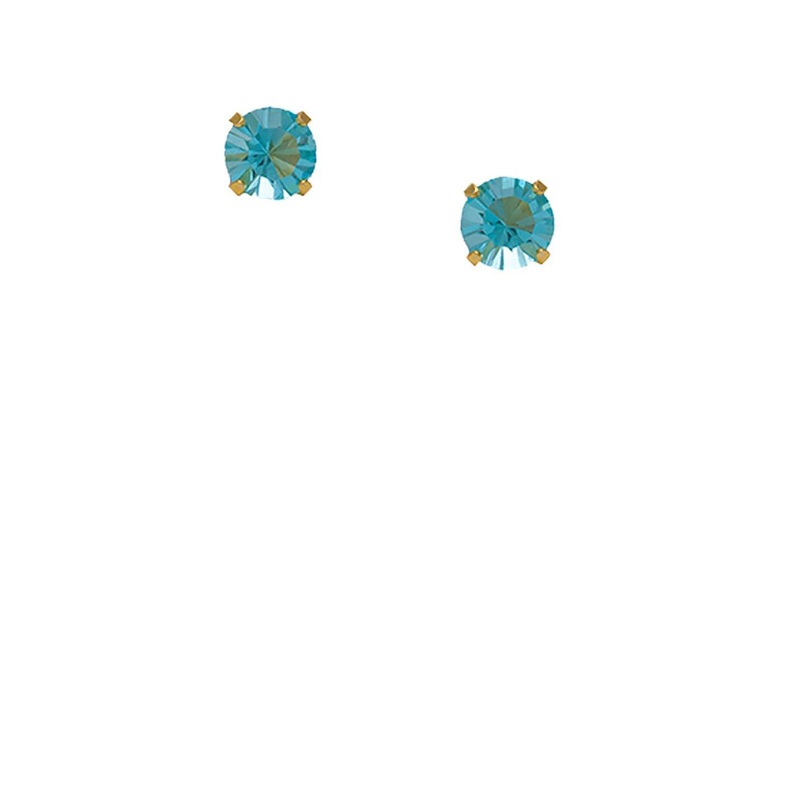 STUDEX 24K Pure Gold Plated Stainless Steel Aquamarine Studded Circular Shaped Studs