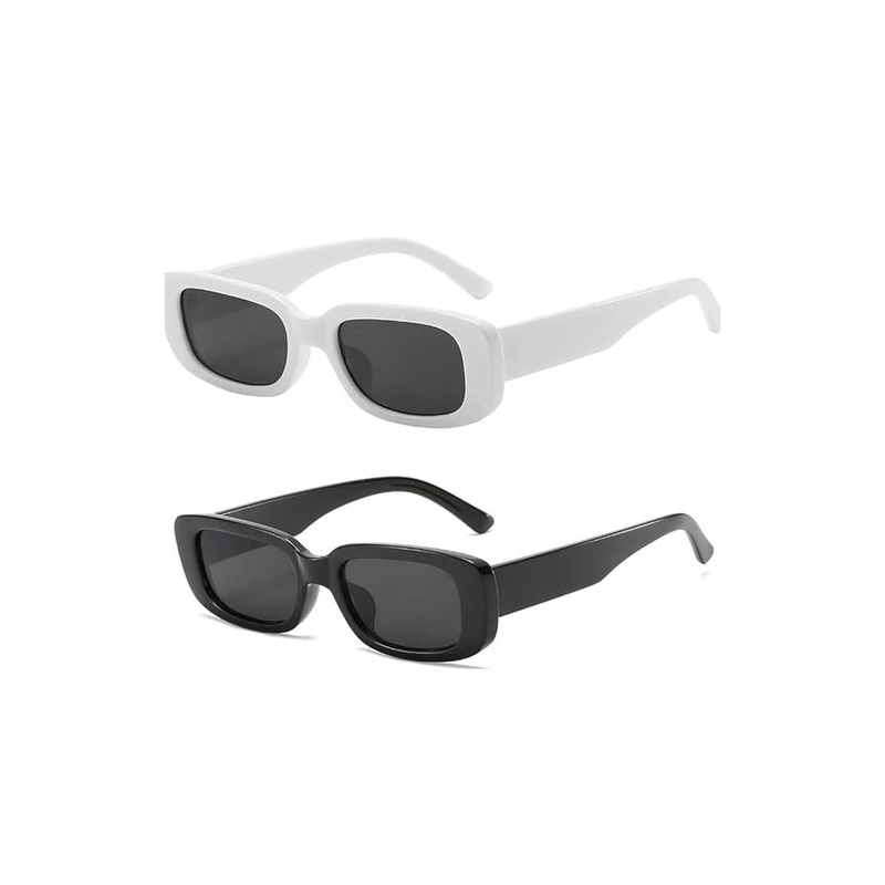 DEXENT COLLECTION Unisex Black Lens & Black Rectangle Sunglasses