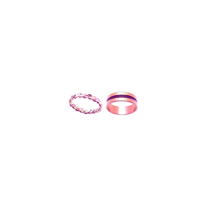 Dynamic Retail Global Set of 2 Rings for Men & Women, Purple-Pink Alloy Ring ()