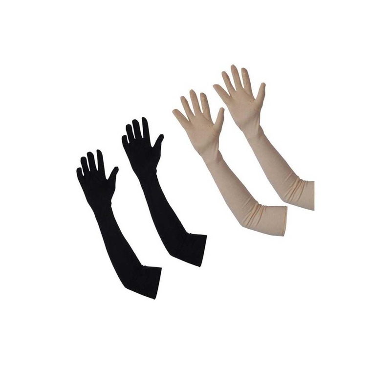 Navkar Crafts Unisex Set Of 2 Black & Beige Full Hand Cotton Riding Gloves