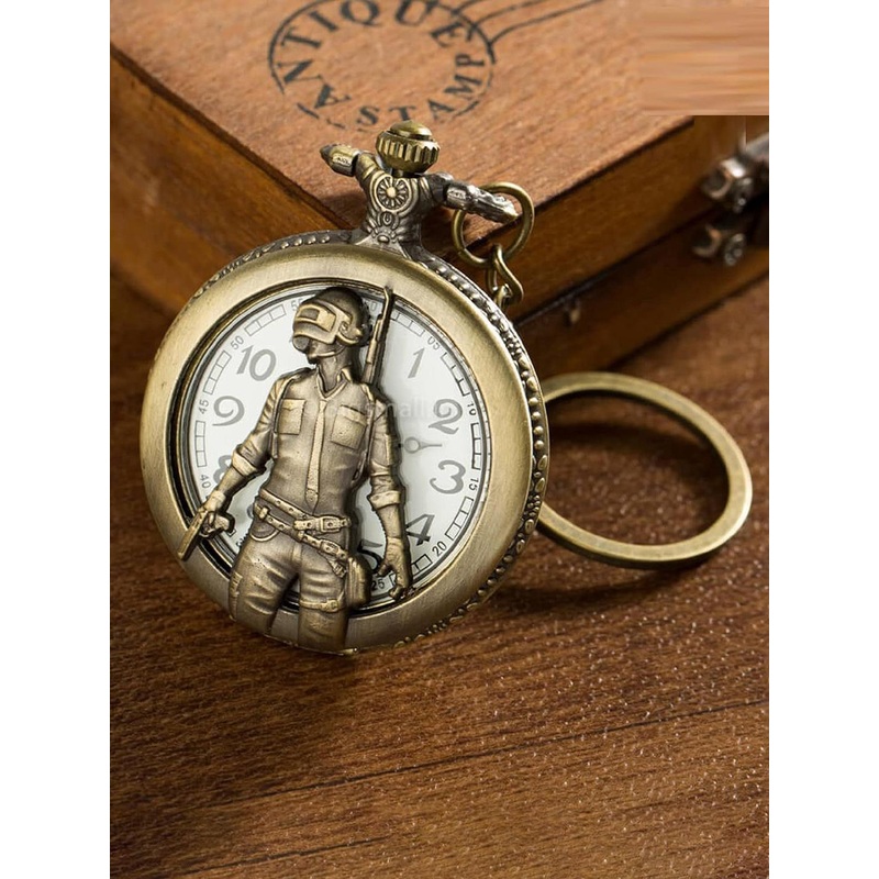 AUGEN P.U.B.G Design Retro Vintage Pocket Watch Key Chain