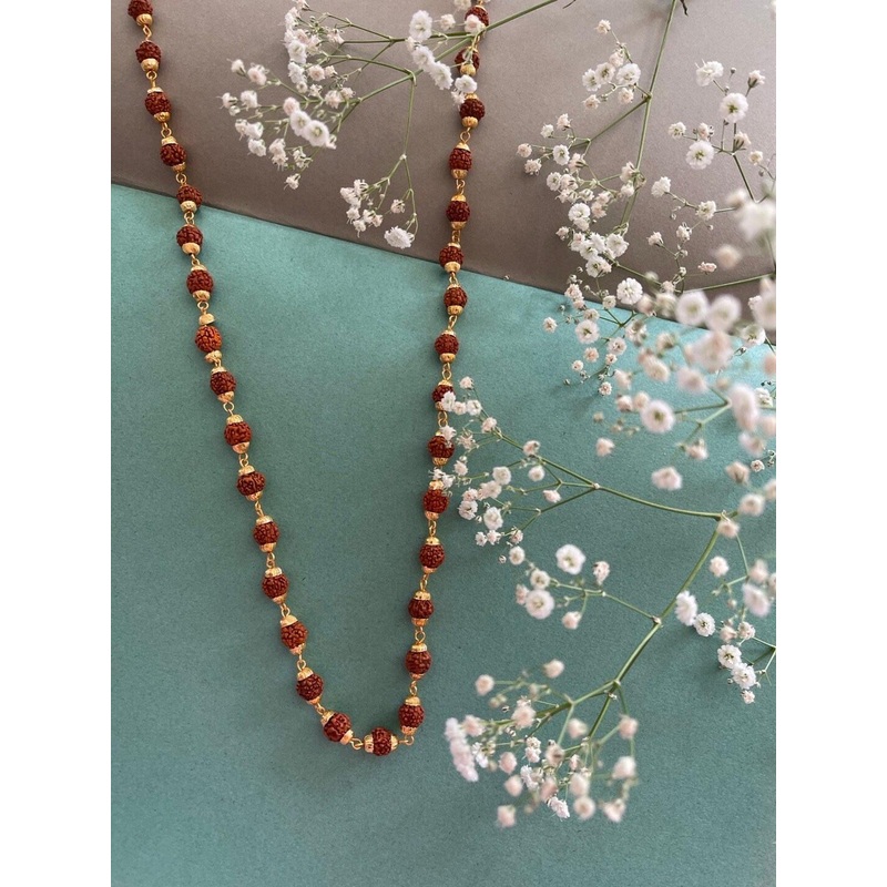Digital Dress Room Men Gold-Plated Rudraksha Long Chain