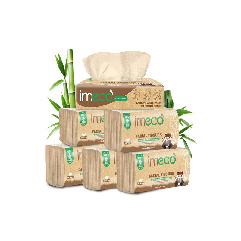IMECO Set Of 6 Bamboo Facial Tissues- 100 Tissues Each
