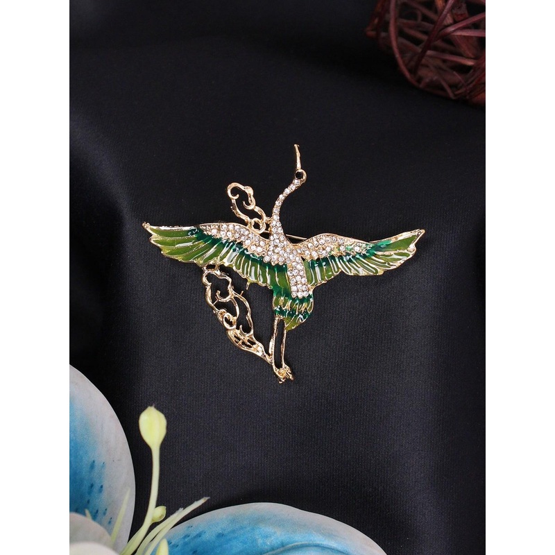 Kavove Men Stone Studded Swan Statement Brooch