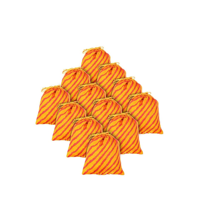 Kuber Industries 12 Pcs Multiuses Lehriya Printed Embroidered Potli Clutch With Drawstring