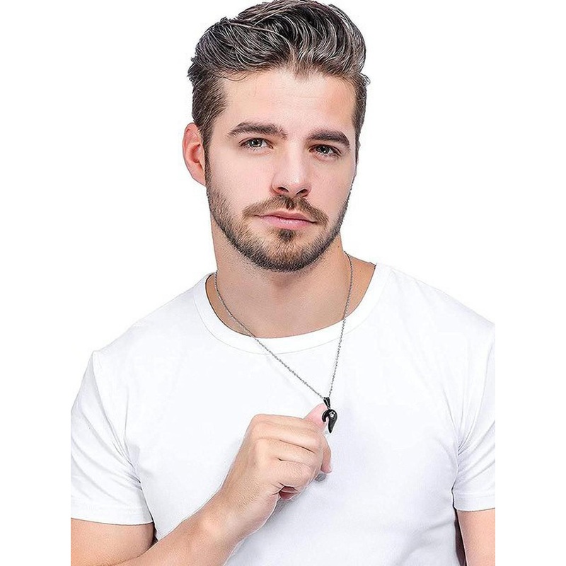 Lila Stainless Steel Heart Shaped Cubic Zirconia Broken Heart Pendant with Chain