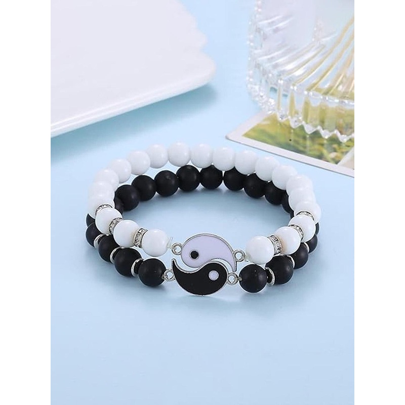 Lila Unisex Set Of 2 Yin Yang Couple Wraparound Bracelets