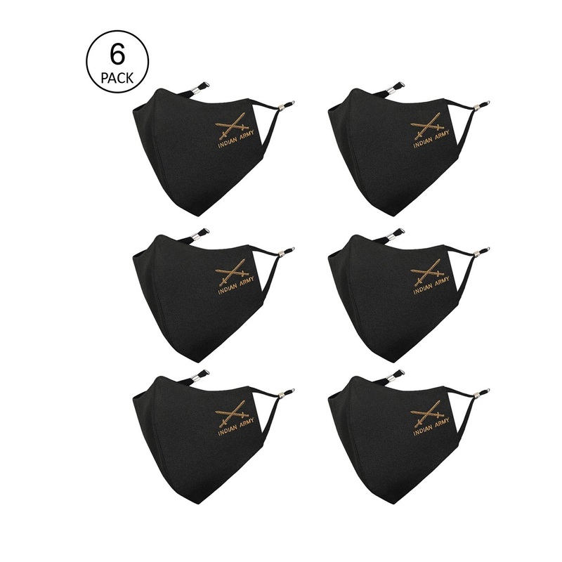 MASQ Men Pack Of 6 Olive 4-Ply Pure Cotton Reusable Cloth Face Masks