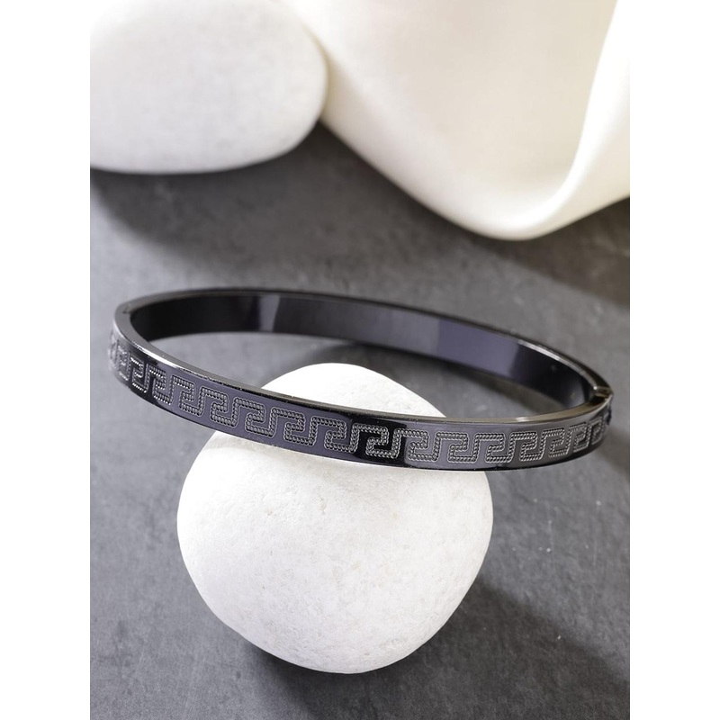 NVR Men Rhodium-Plated Stainless Steel Kada Bracelet