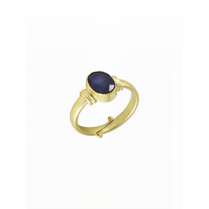 RAVIOUR LIFESTYLE Unisex Gold-Plated 5.75 Carat Sapphire Stone Studded Finger Ring