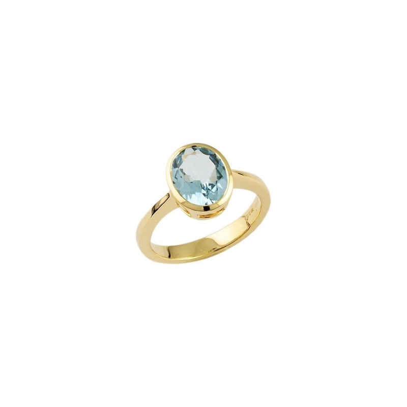 RAVIOUR LIFESTYLE Unisex Gold-Plated Aquamarine Stone Finger Ring
