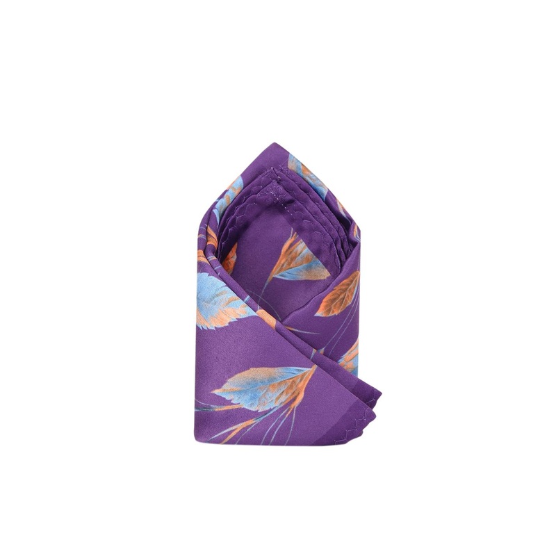 Tossido Men Purple & Blue Printed Pure Microfiber Pocket Square With A Gift Box