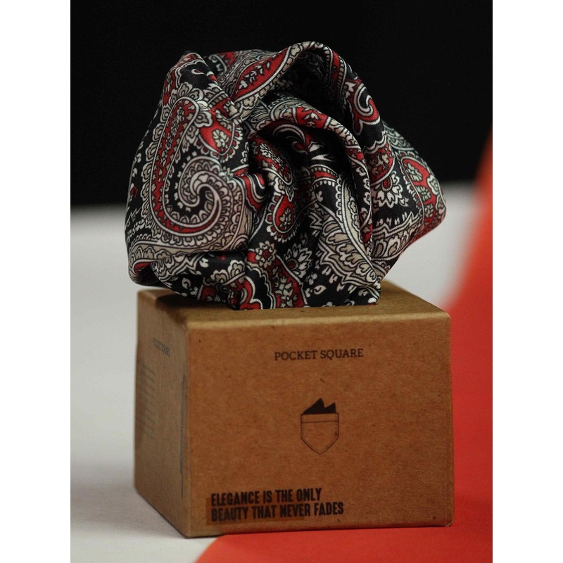 Tossido Men Red Paisley Pocket Square