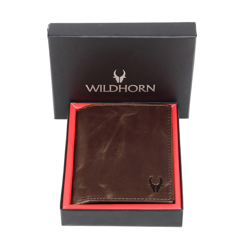 WildHorn Brown Leather Top Grain Portrait Leather Unisex Wallet
