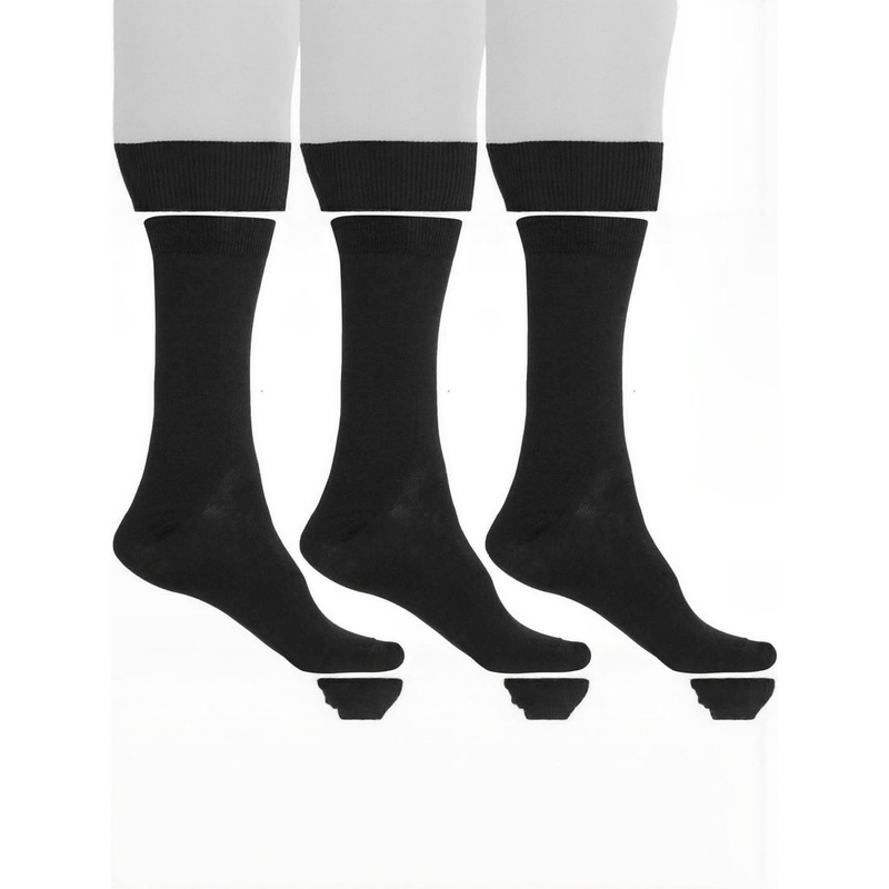 Akeeta Unisex Pack of 3 Black Cotton Full Length Socks