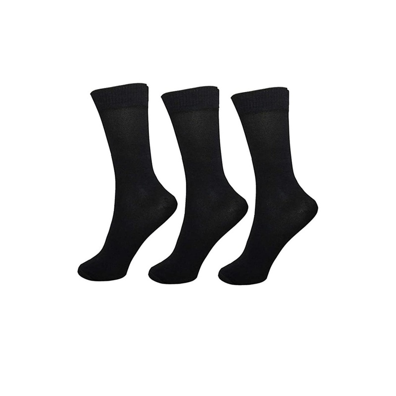 Akeeta Unisex Pack Of 3 Black Solid Calf Length Socks