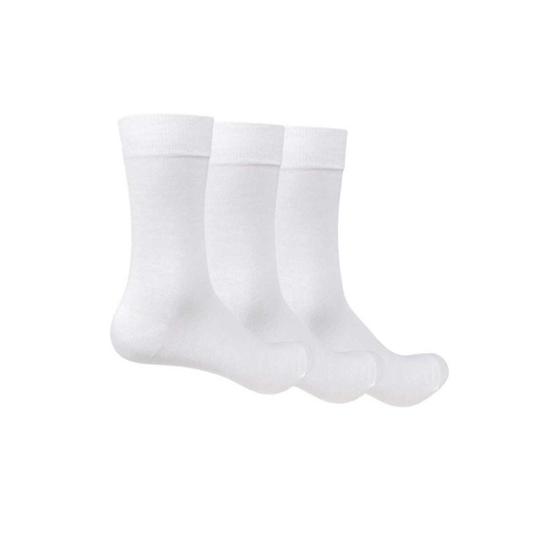 Akeeta Unisex White Set Of 3 Cotton Calf Length Socks
