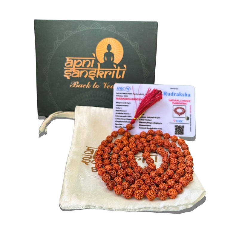 Apnisanskriti Unisex 5-Face Rudraksha Mala