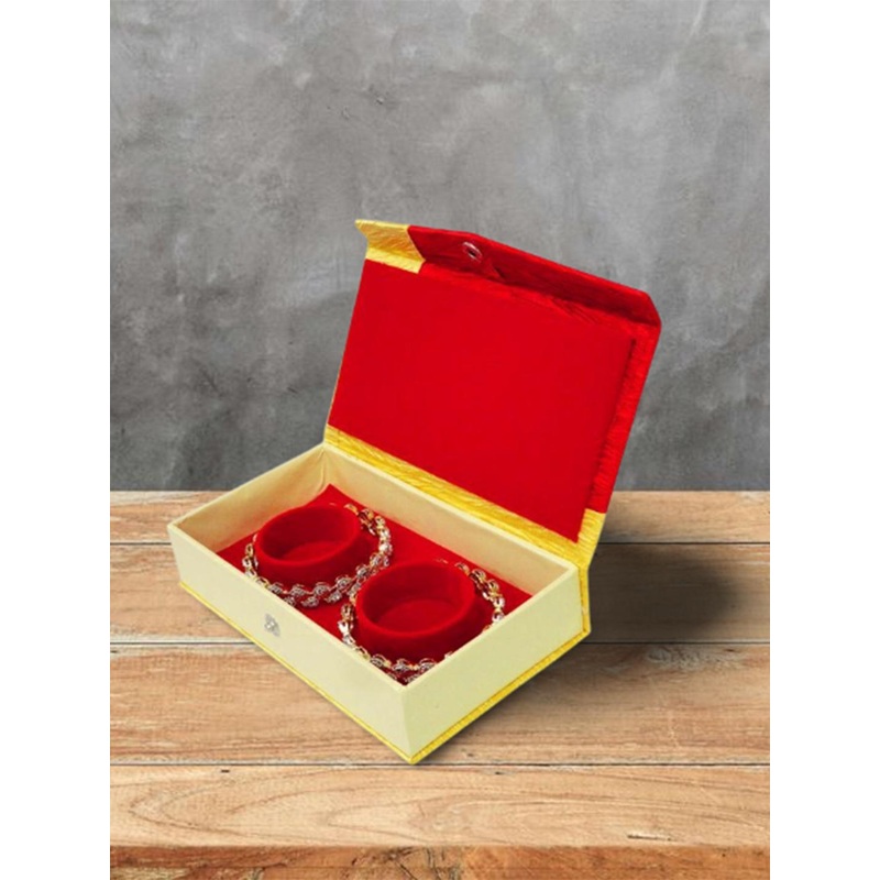 atorakushon Set Of 2 Gold & Red Solid Bangle Organisers