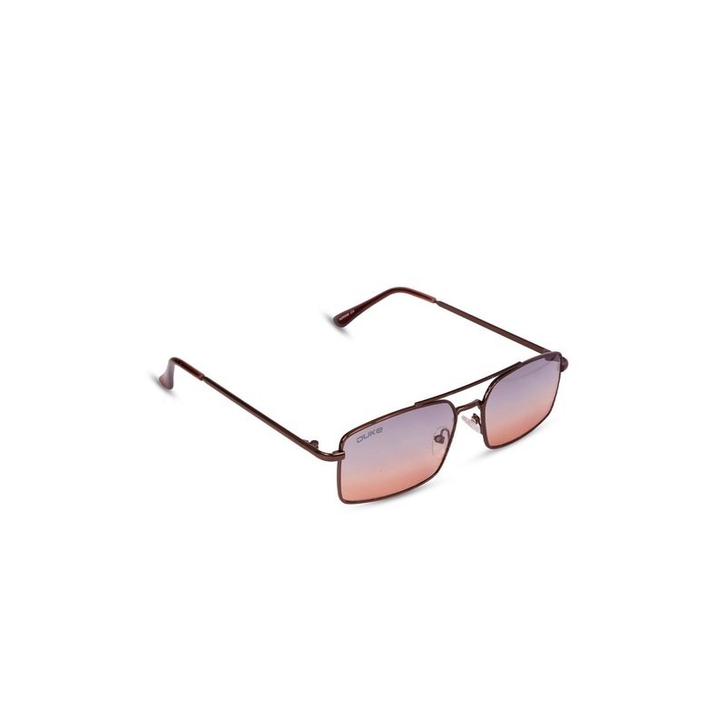Duke Unisex Mirrored Lens & Brown Rectangle Sunglasses with UV Protected Lens