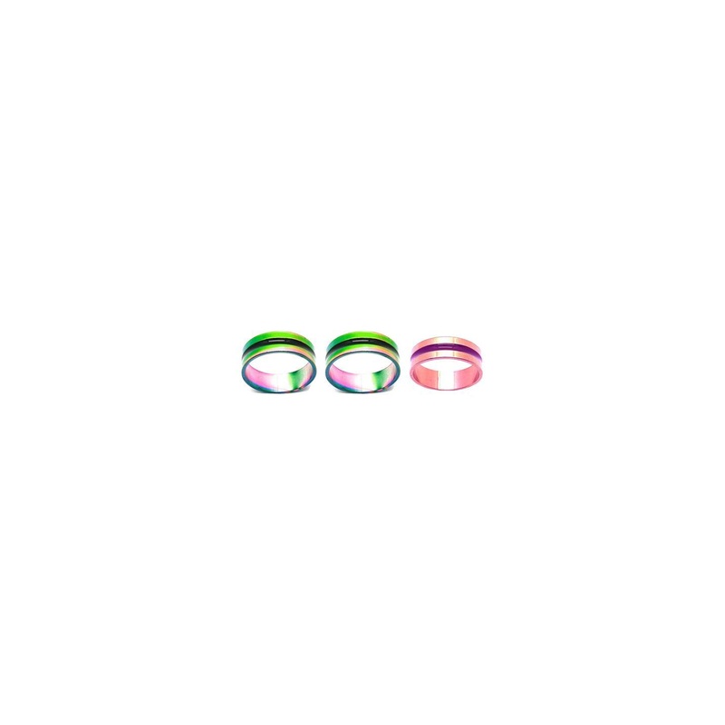 Dynamic Retail Global Set of 3 Rings for Men & Women, Green-Pink Alloy Ring ()
