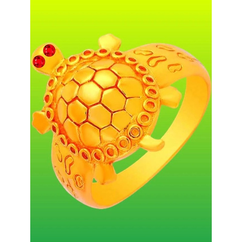Dynamic Retail Global Tortoise Turtle Kachua Meru Ring for Men Women Boys Girl Vastu Fengshui t-575g Brass Gold Plated Ring ()