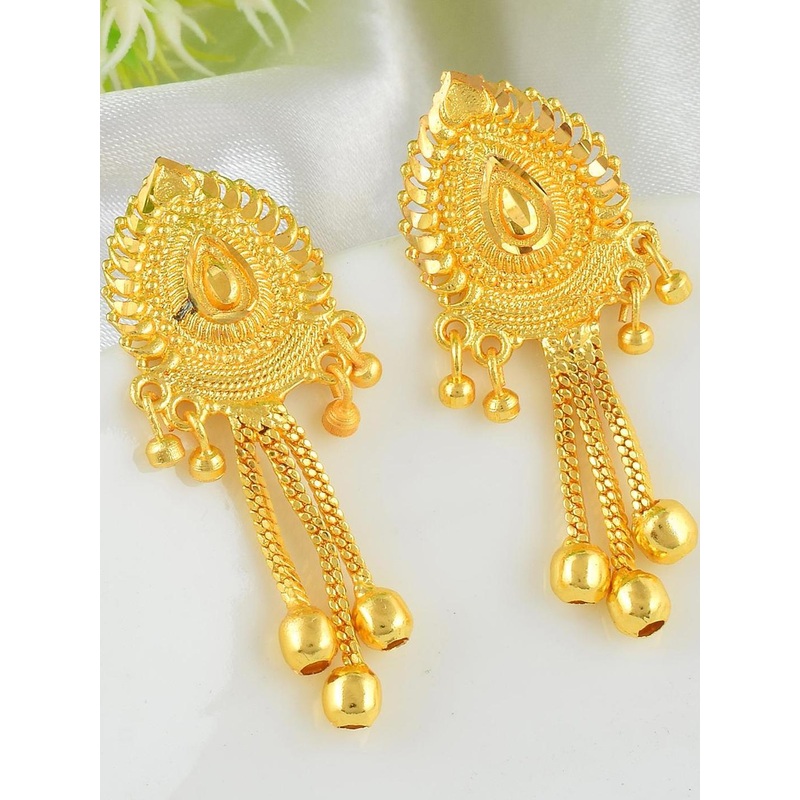 DZINETRENDZ Brass Micron Handmade Traditional Stud Earrings