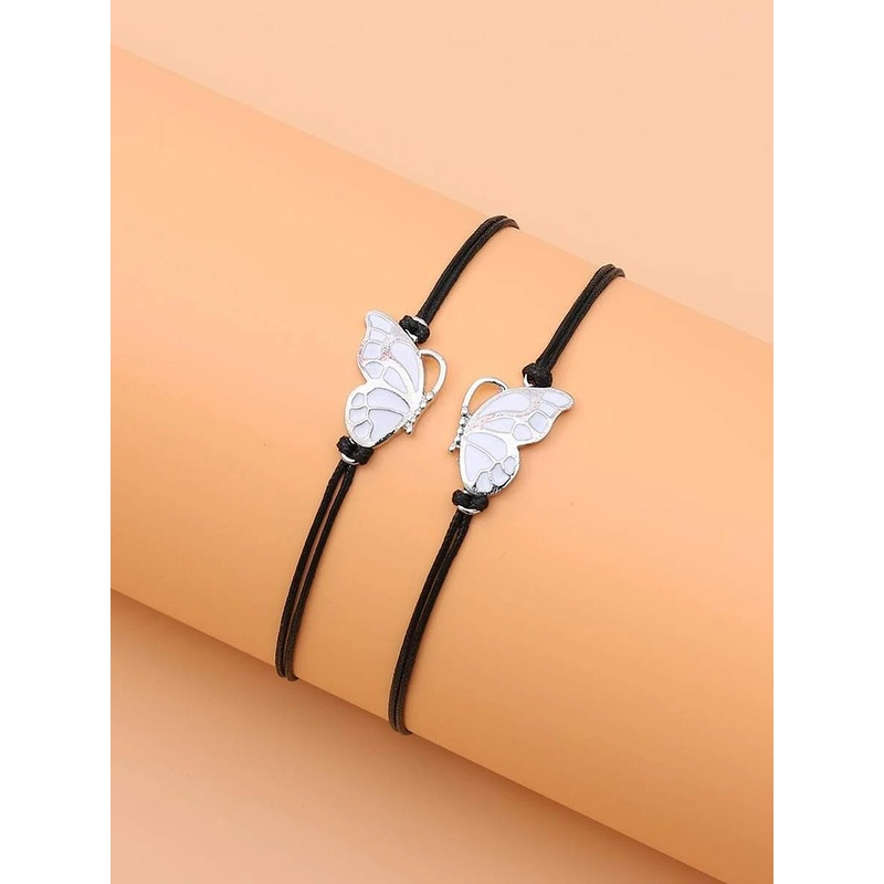 EL REGALO Unisex Pack of 2 Butterfly Bracelet