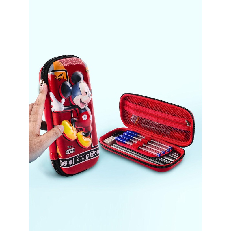 Kuber Industries Pack Of 2 Mickey Printed Waterproof 3D Pencil Box