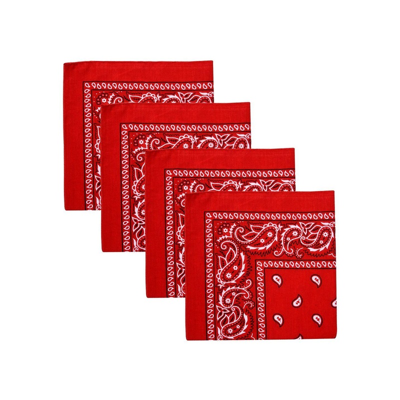 Kuber Industries Pack Of 4 Red Printed Cotton Handkerchief