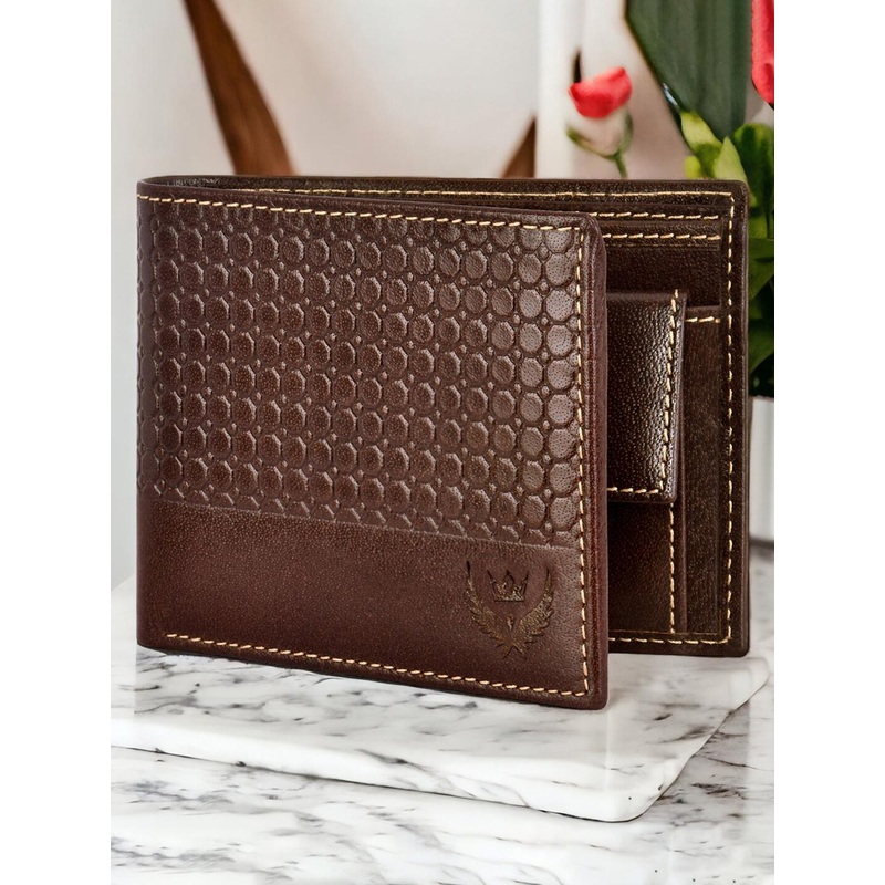 LORENZ Men Textured Leather RFID Two Fold Wallet