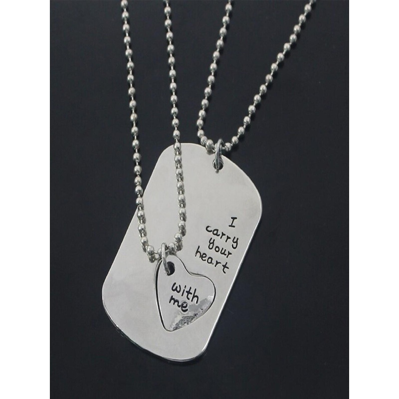 Mahi Set Of 2 Rhodium-Plated Magnetic Heart Couple Pendants With Chain