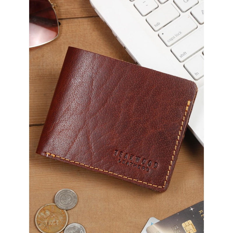 Teakwood Leathers Men Textured RFID Leather Two Fold Wallet