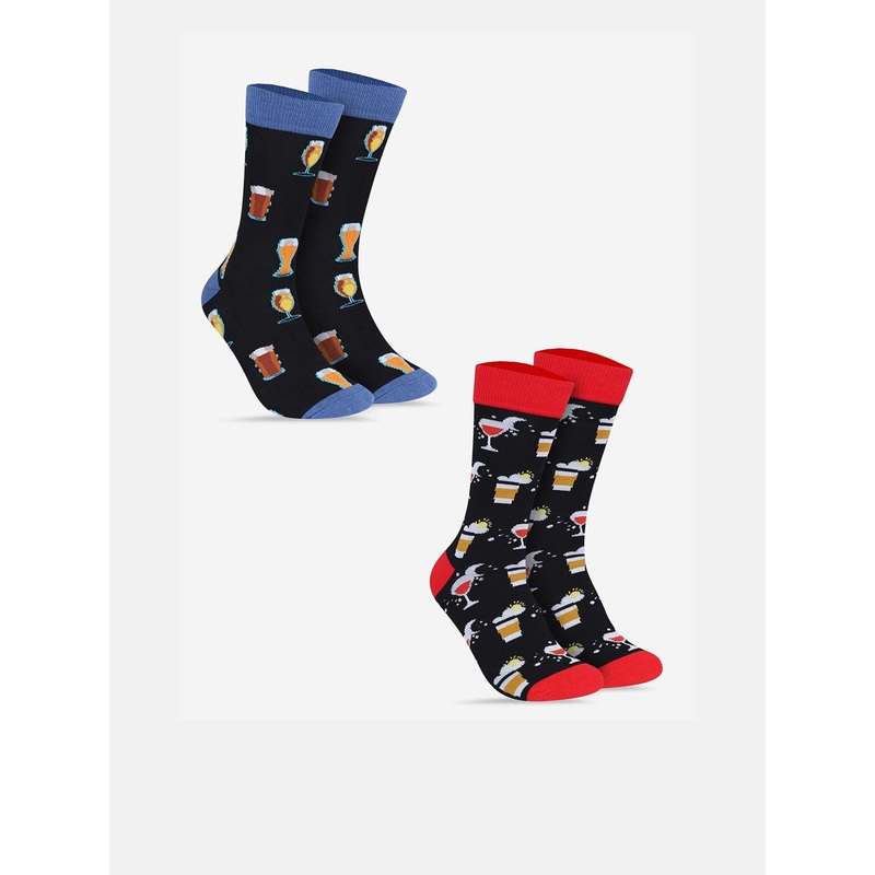 TOFFCRAFT Men Pack Of 2 Patterned Calf Length Socks